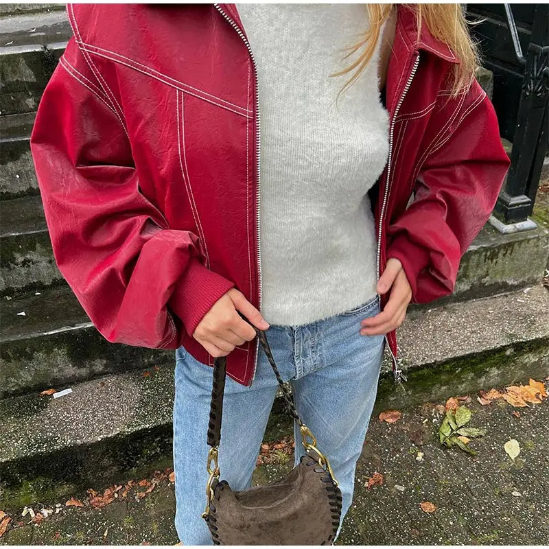 EB | Vintage-Lederblouson in Übergröße für Damen