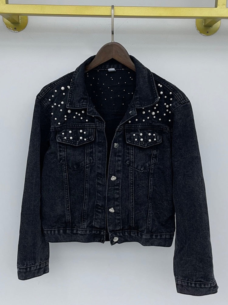 EB | Jeansjacke - Denim-Liebling mit Stilvoller Perlenverzierung