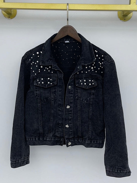 EB | Jeansjacke - Denim-Liebling mit Stilvoller Perlenverzierung