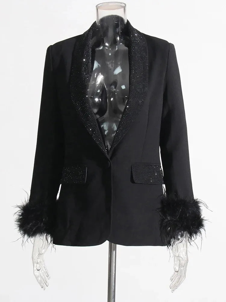 EB | Langarm Patchwork-Blazer mit Rautenmuster