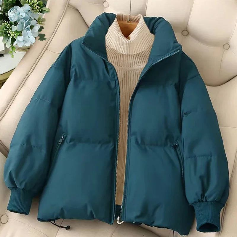 EB | Winter-Pufferjacke mit Reißverschluss und Eingeschnittenem Kragen