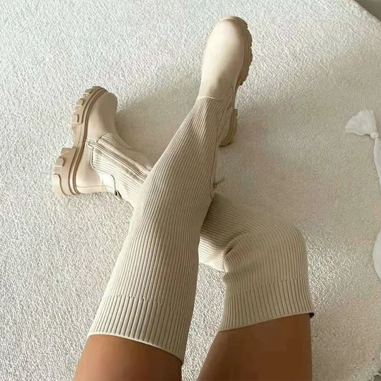 EB | Stricken Überknie Rundzehen Winterstiefel