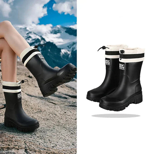 EB | Damen wasserdichte Retro-Look Gummistiefel mit rutschfester Sohle