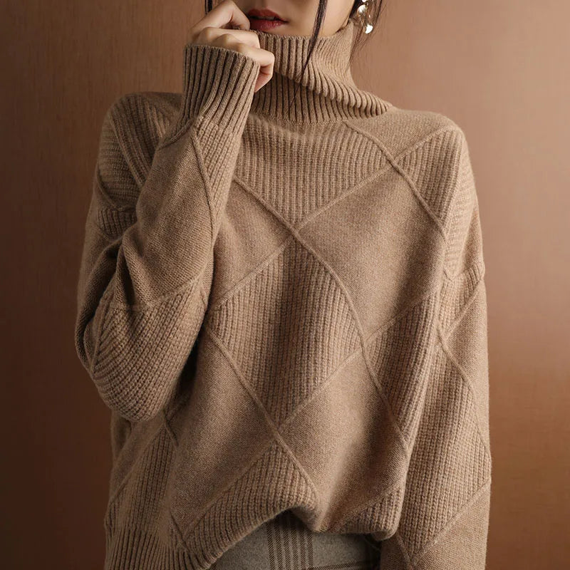 EB | Strickpullover mit Hohem Hals Wollmischung Elegant und Warm