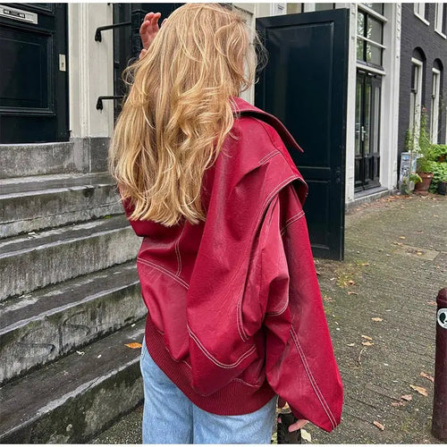 EB | Vintage-Lederblouson in Übergröße für Damen