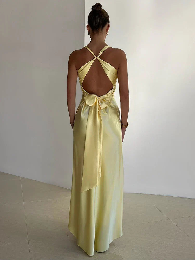 EB | Schleife Rückenfrei Abend Maxi Kleid