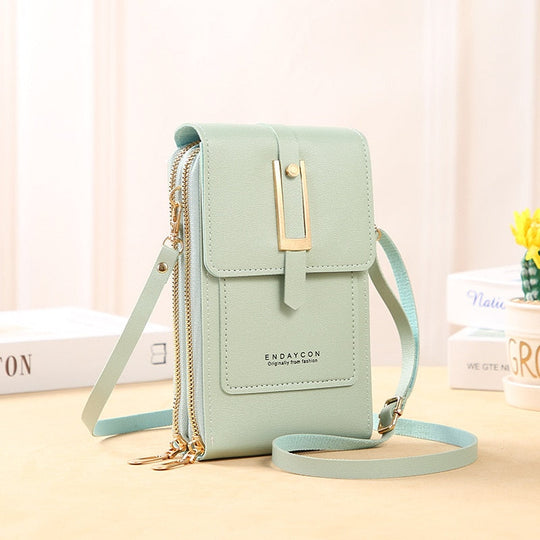 EB | Leder Smartphone Clutch Damen Handtasche mit Touchscreen-Fenster