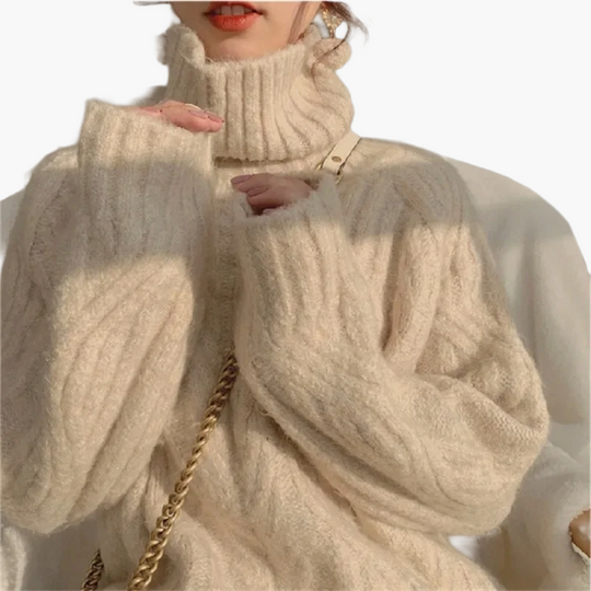 EB | Strickpullover Im Koreanischen Stil mit Lockerem Schnitt und Rollkragen - Modischer Herbst- und Winterpullover