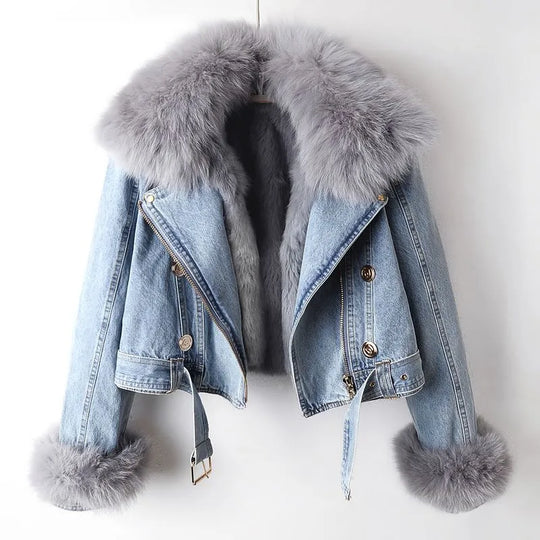 EB | Denim und Kunstfell Eleganz Jacke