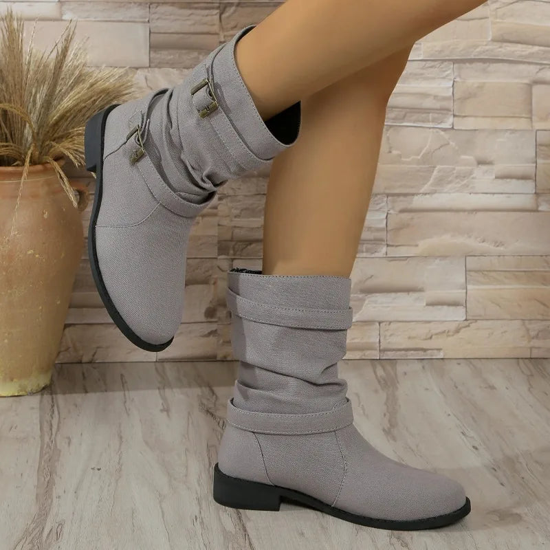 EB | Denim Schnallen-Stiefeletten