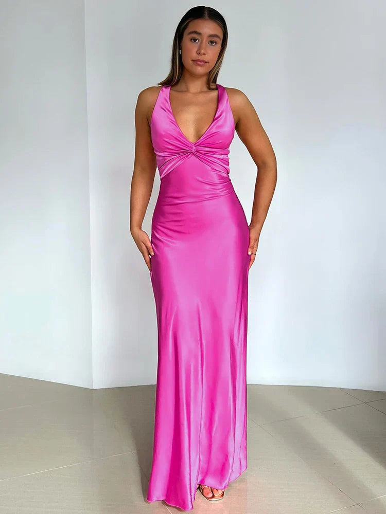 EB | Schleife Rückenfrei Abend Maxi Kleid