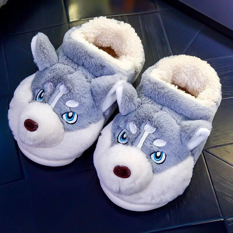 EB | Weiche Damenschuhe Niedliche Husky Hausschuhe für Zuhause