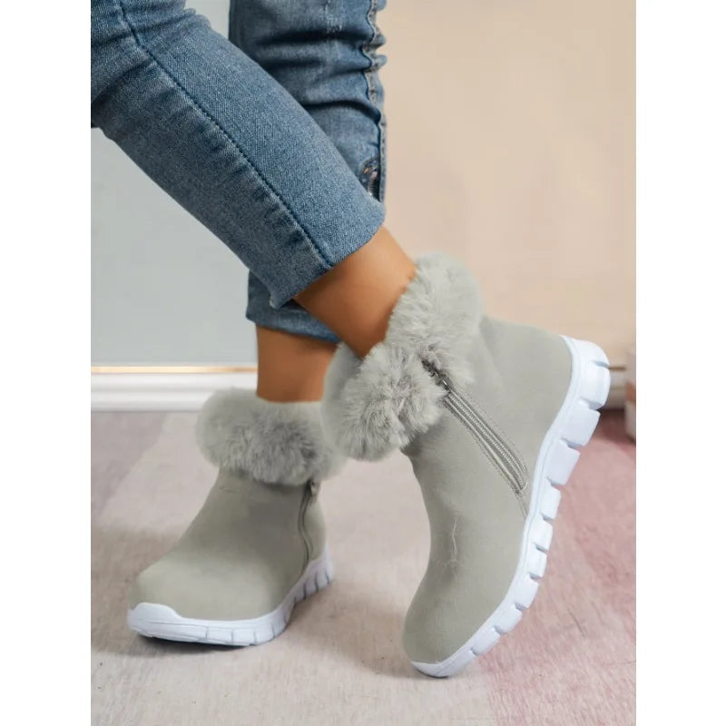 EB | Runde Zehe Schlichte Plüsch Winterschuhe