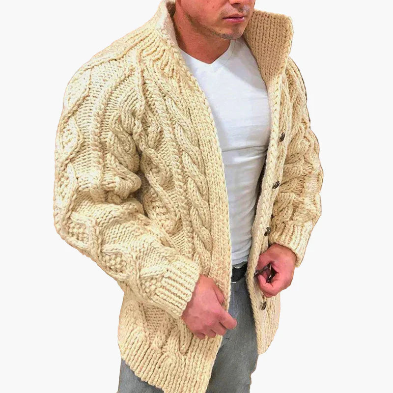 EB | Strickjacke mit Zopfmuster - Stilvolle Grobstrickjacke für Freizeit und Alltag