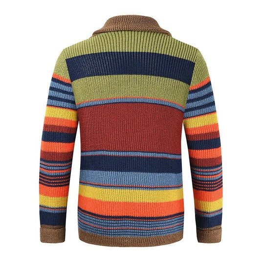 EB | Herren Strickjacke mit Farbblock und geometrischem Muster
