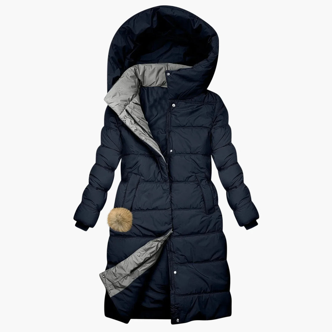 EB | Winter Steppmantel mit Kapuze - Langer, Winddichter Pufferjacke für Alltag & Freizeit