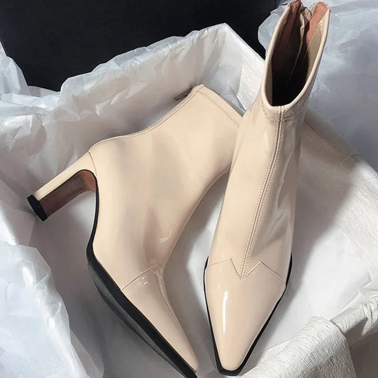 Damenstiefel Spitz Zehen Elegant Synthetikleder für formelle und lässige Anlässe EB