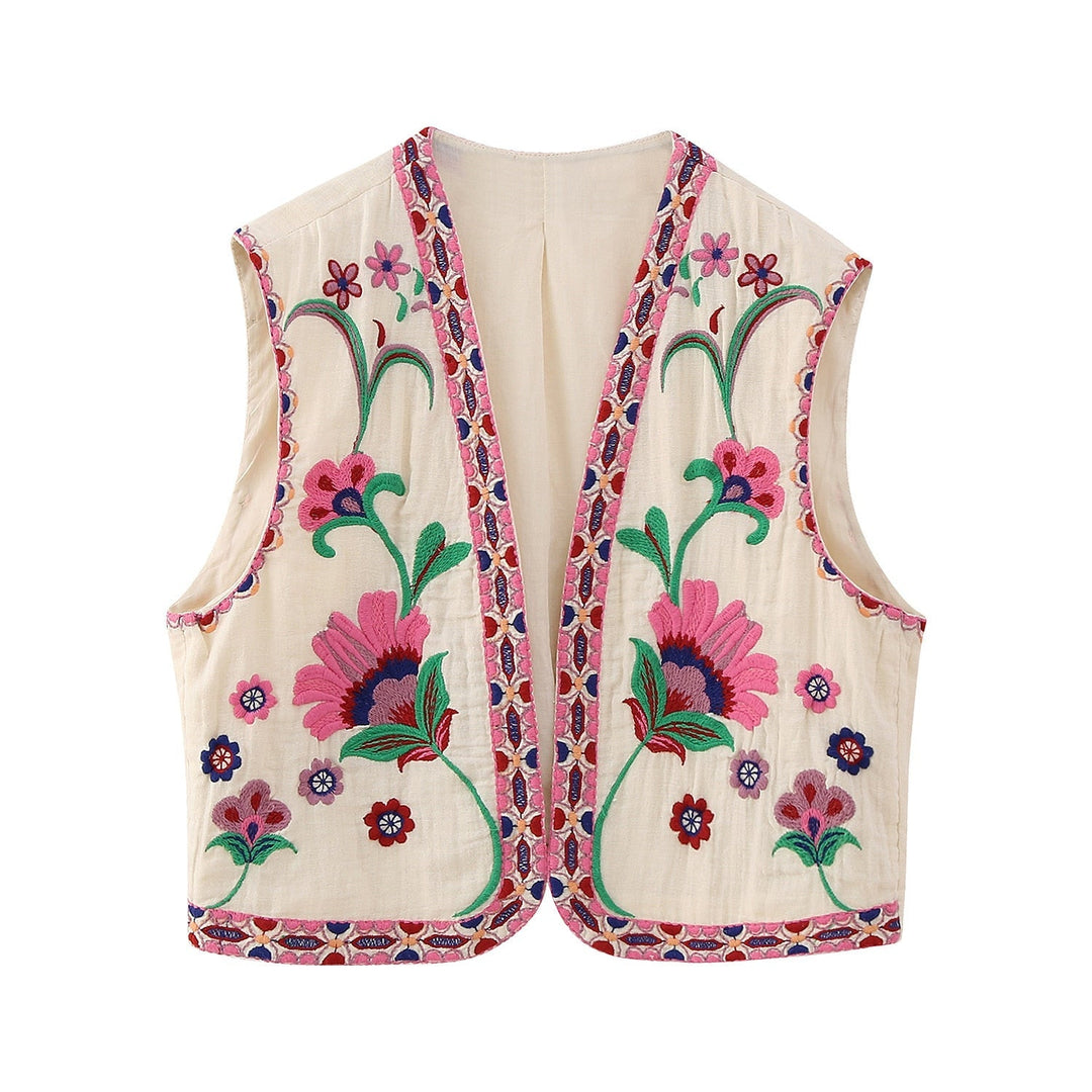 EB | Vintage Blumenbestickte Weste für Damen