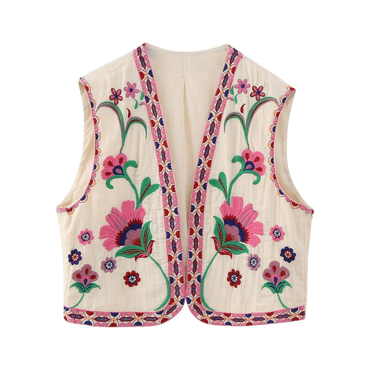 EB | Vintage Blumenbestickte Weste für Damen