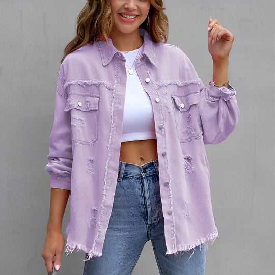 EB | Zerrissenes Denim-Hemd mit Knopfleiste