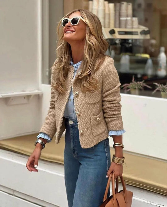 EB | Klassischer Tweed-blazer Wollmischung Zeitlos und Elegant