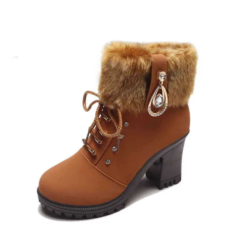 EB | British Style High Heel Kurzstiefel mit Seitlichem Reißverschluss