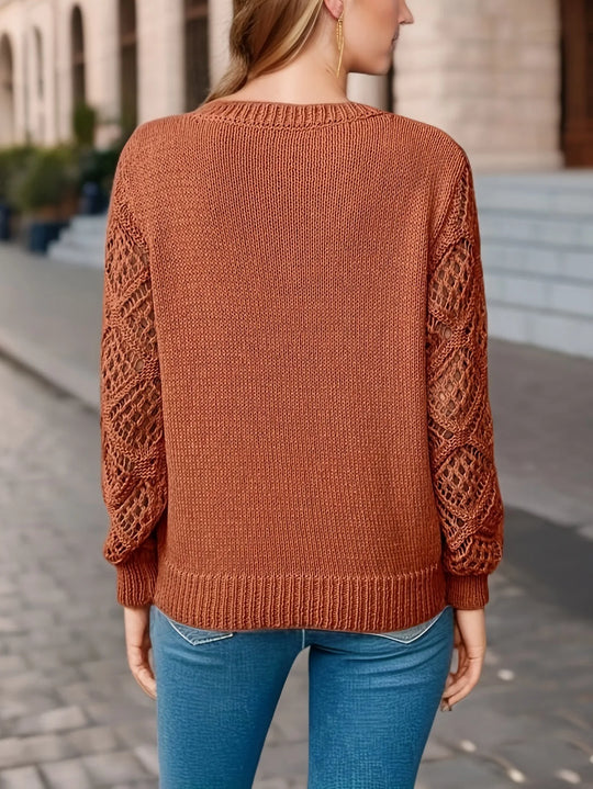 EB | Solide V-Ausschnitt Strickpullover