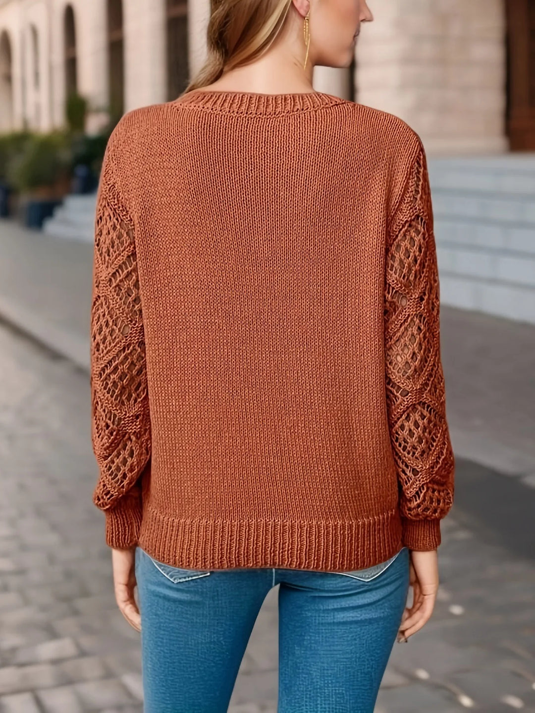 EB | Solid V-Ausschnitt Strickpullover