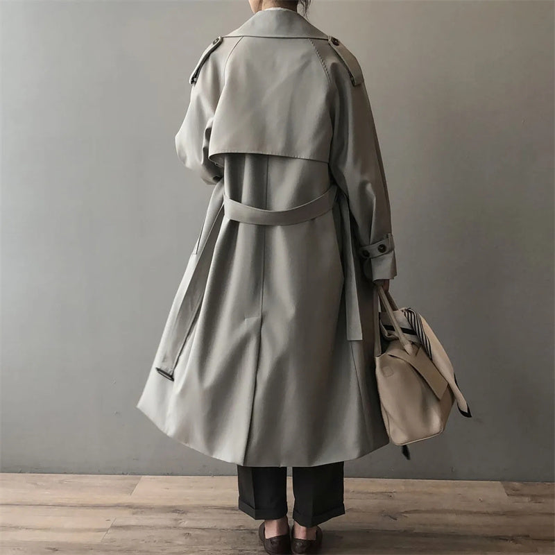 EB | Klassischer Trenchcoat Damen Oversized Windbreaker, Doppelreihig