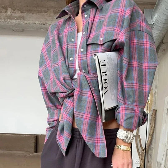 EB | Langarmiges Hemd mit Kariertem Muster Baumwollmix Lässig und Trendy