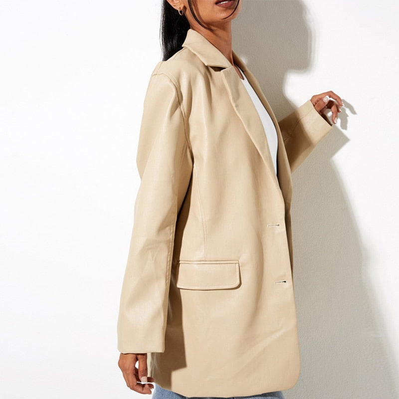 EB | Vintage Blazer mit Lederlook für Damen