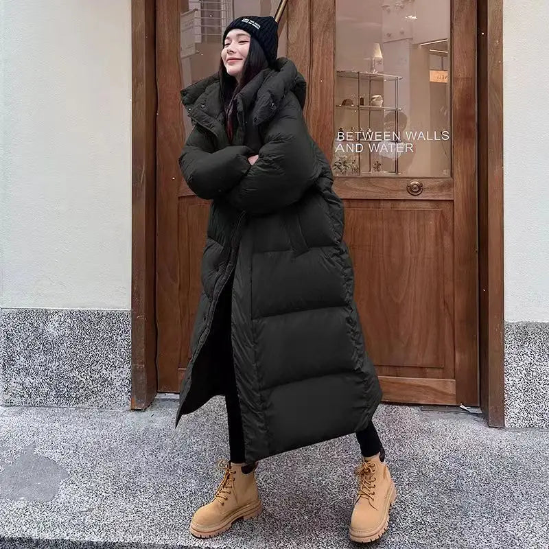 EB | Lange Übergröße Damen Pufferjacke mit Kapuze