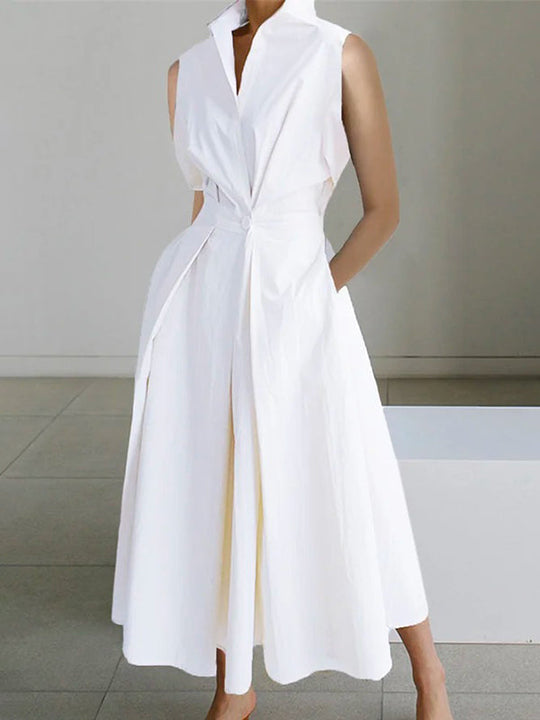 EB | Weißes Hemdkragen Urban Baumwollkleid