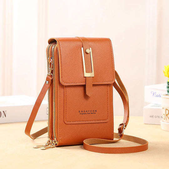 EB | Leder Smartphone Clutch Damen Handtasche mit Touchscreen-Fenster