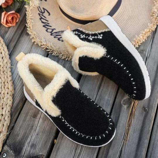 EB | Stiefeletten Kunstfellfutter Filztextur Flache Sohle Lässige Passform