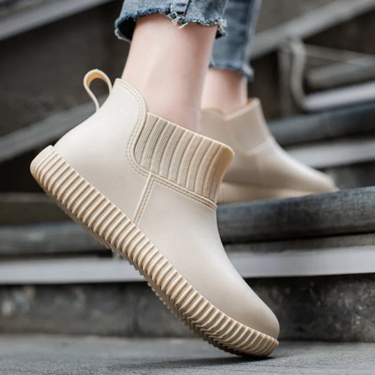 EB | Damen wasserdichte Gummistiefel mit gestricktem Schaft & rutschfester Sohle
