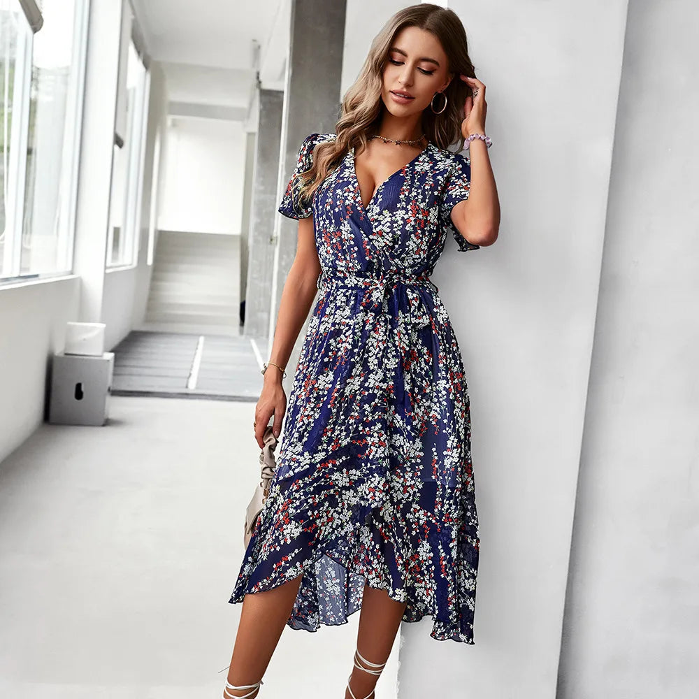 EB | Kurzarmkleid mit V-Ausschnitt für Frauen