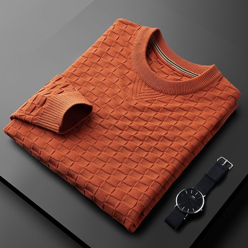 EB | Stylischer Herbst Waffelstrick Pullover mit Rundhalsausschnitt für Männer