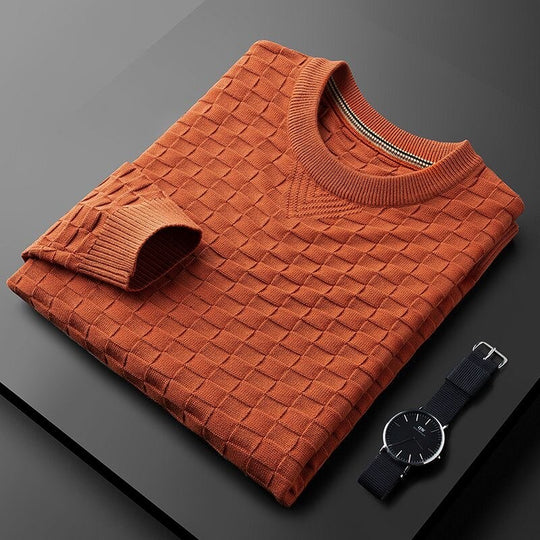 EB | Stylischer Herbst Waffelstrick Pullover mit Rundhalsausschnitt für Männer