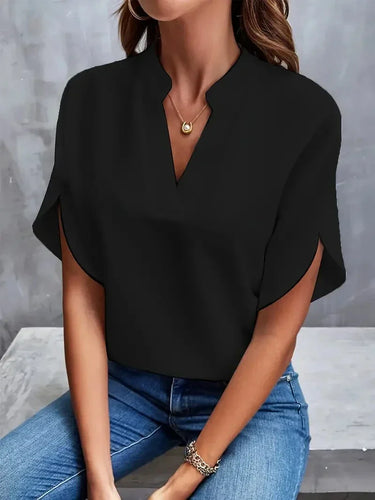EB | Bluse mit V-Ausschnitt und Seitenschlitzen