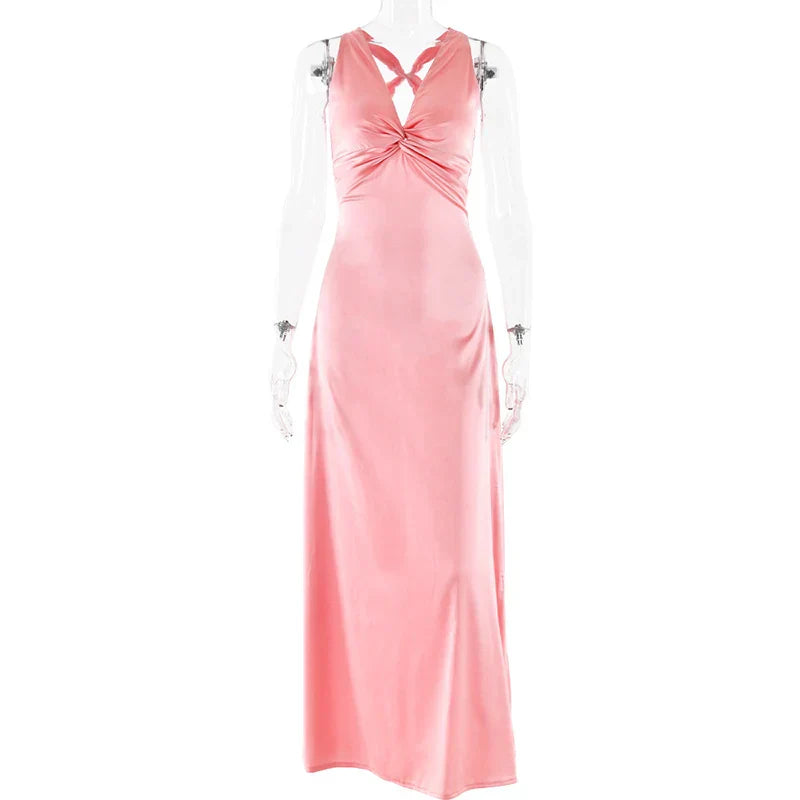 EB | Schleife Rückenfrei Abend Maxi Kleid