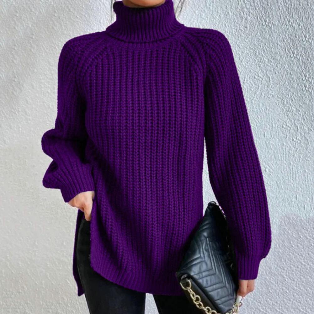 EB | Strickpullover Rollkragen Lange Ärmel Oversized Fit Weiches Chunky Knit