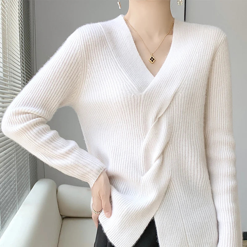EB | Pullover aus mit gedrehtem V-Ausschnitt für Damen