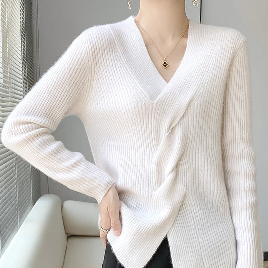 EB | Pullover aus mit gedrehtem V-Ausschnitt für Damen