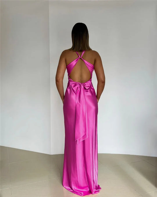 EB | Schleife Rückenfrei Abend Maxi Kleid