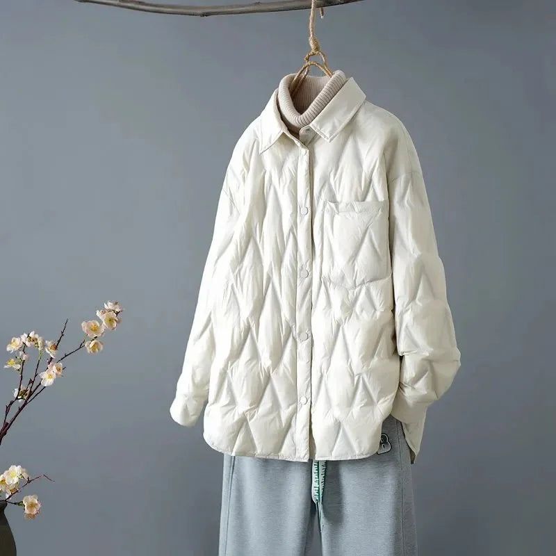 EB | Gestepptes Shirt-Jacke - Lockere Passform - Knopfverschluss - Leichtes Layering-Stück