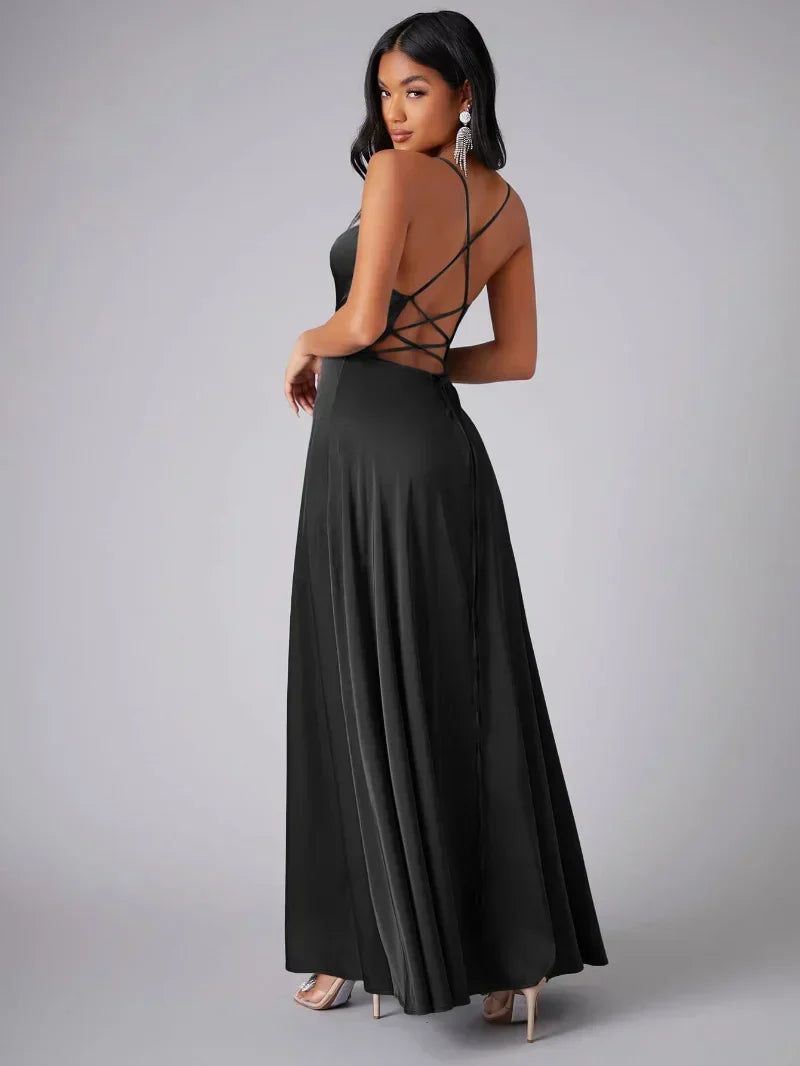 EB | Seiden-Maxikleid mit Geflochtenem Rücken Kleid Dich für Formelle Anlässe Lucette