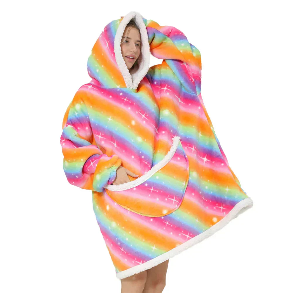 EB | Übergroße Fleece-Decke mit Kapuze und Taschen