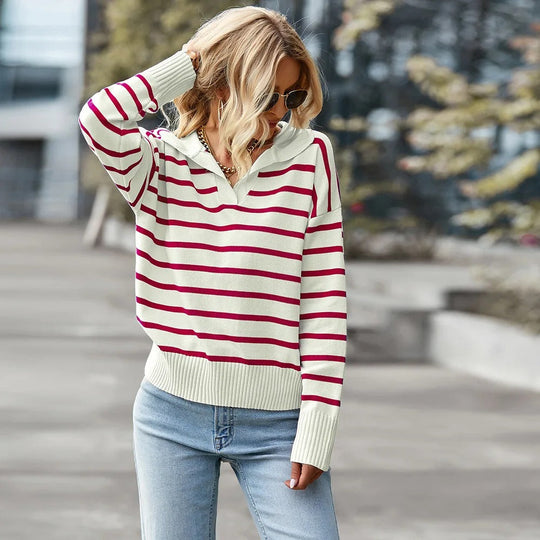 EB | Gestreifter V-Ausschnitt Pullover