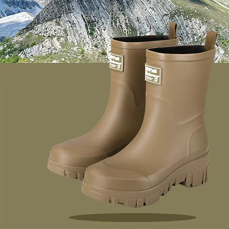 EB | Damen Chelsea wasserdichte Stiefel mit Blockabsatz & gemusterter Sohle